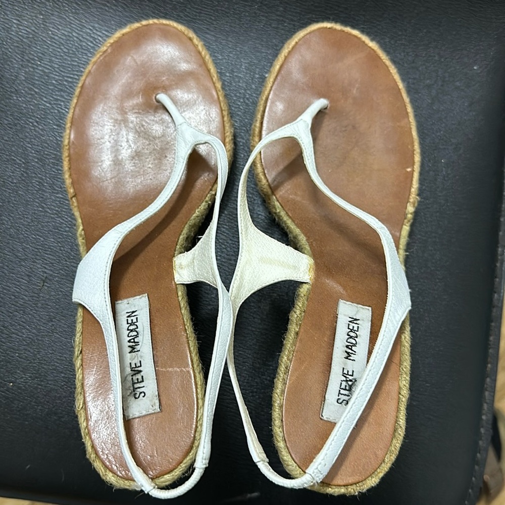 Steve Madden wedges white and tan 9 1/2